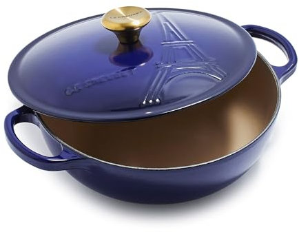 Le Creuset Colección Torre Eiffel Cocotte de hierro fundido esmaltado con tapa, 2.5 cuartos de galón, índigo