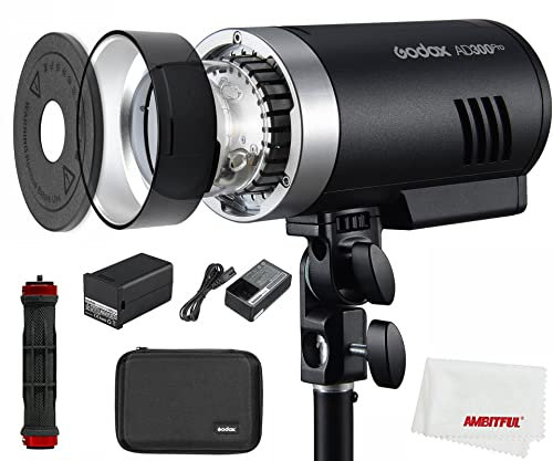 Godox AD300Pro AD300 Pro II AD300ProII 300Ws Outdoor Flash, 12W Bi-Color 2800K-6000K, 2.4G Wireless X System, TTL HSS kompatibel mit Canon Nikon Sony Fuji Olympus Pentax Kamera (AD300Pro Update) ﻿