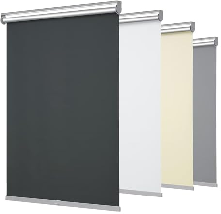 Changshade 100%Blackout Roller Shades for Windows，Room Darkening Thermal Insulated Pull Down Window Blinds, Cordless Free-Stop Shade，Easy Install UV Protection Door Blind for Home，Black,30 W x 72 H