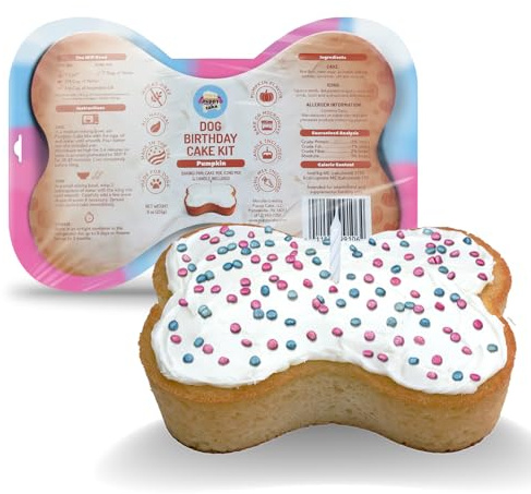 Puppy Cake Dog Birthday Cake Kit – Complete Cake Mix, Icing Mix, Candle, and Silicone Pan - Pumpkin Flavor – Bake or Microwave – Perfect for Celebrating Your Dog’s Special Day – Made in USA