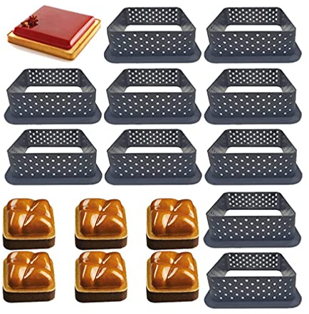 Tissting Mousse Gâteau Anneau 10 pcs Gâteau Tarte Anneau Mousse Gâteau en Plastique Cercle Dessert Gâteau Décoration Outils Antiadhésif Cuisson Gâteau Moule Maison Cuisine Outil de Cuisson (Carré)