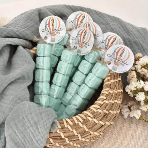 Jabones Personalizados.-Letras de Jabon con tu Nombre.Eventos.-Regalos personalizados (mint, pack 30 ud)