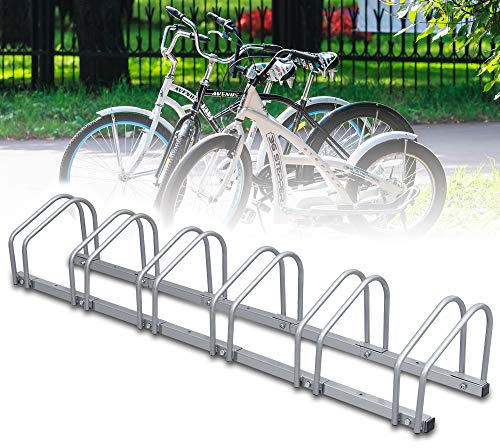 Tubiaz Fahrradständer Für 6 Fahrräder Bodenständer Abstellständer Mehrfachständer Geeignet für Fahrräder von 35-55 cm Stellplatz 30cm verzinktem Stahl Passt auf die meisten Fahrräder 160x32x26 cm