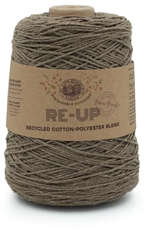Lion Brand Yarn Re-Up Bonus Bundle Yarn, Portobello | Recycled Cotton, Polyester Blend Yarn for Knitting, Crochet, Crafts, Worsted Fiber for Bags, Kitchen Dishcloths, Blankets