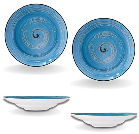 Wilmax - Piatti fondi SPIRAL - 2 pezzi - Eleganti - Moderni - Resistenti - Porcellana smaltata - Resistenti ai graffi - Lavabili in lavastoviglie - Per zuppe, insalate - Diametro: 25,5 cm