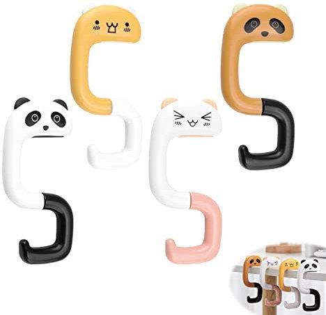 HASLED 4 Stück Handtaschenhalter für Tisch, Taschenhalter für Tisch, ABS Zusammenklappbarer Taschenhaken, Rutschfest, Cartoon Purse Hanger, Geschenkidee für Frauen, für Restaurants, Cafés, Schulen
