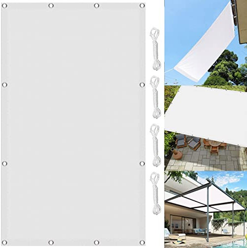 SunSail Wasserdicht Rechteckig 1.4 x 2.4 m Sonnenschutz Netz Segel Baldachin Reißfest Wetterfest für Patio Hinterhof Rasengarten, Weiß