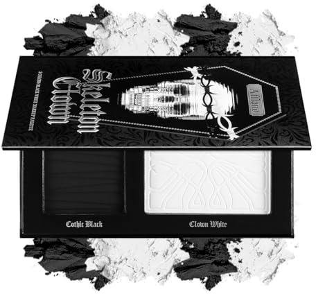 Paleta de maquillaje en blanco y negro, para Halloween, base gótica y sombra de ojos, polvo prensado para ojos ahumados, color facial pigmentado, cosplay y maquillaje
