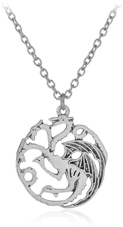 GAUEIOUR Targaryen - Collar con colgante de dragón de fuego, diseño de dragón de tres cabezas de cine y televisión, collar con colgante de emblema familiar de dragón, collar de aleación con forma de