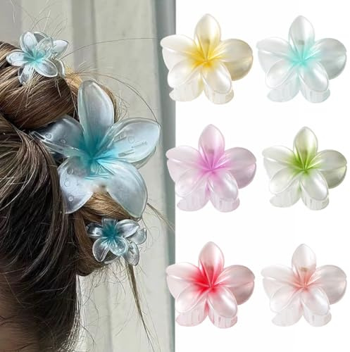6 Stück Blumen Haarspangen, Flower Hair Claw Clips, Große Blumenförmige Krallenklammern, Damen Rutschfest Blumen Haarklammern Große Klauen Haarspangen für Frauen dick/dünn Haar