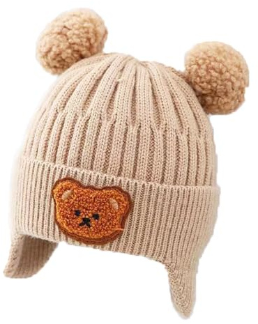 Cappello a Maglia Bimbo, Cappello Bambino Invernale, Bambina Cappello Lavorato a Maglia Inverno Caldo Berretto, Bambino Cappello a Maglia, per Bambini Autunno a Prova di Vento 2-4 Anni (Kaki)