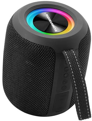 Sumvision Monic Wave Portable Bluetooth Speaker True Wireless Stereo Speakers 3D Sound Enhance RGB 21Hr 1800mAh Long Life Battery Bluetooth 5.3 USB C Fast Charge Drop Protect UK Design UK Tech Support