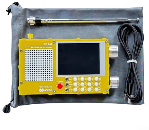 RANRAO Radio digital portátil DP-666 TEF6686, receptor de banda completa de alta sensibilidad, radio de onda corta FM AM FM RDS, batería integrada de 5000 mAh (amarillo)