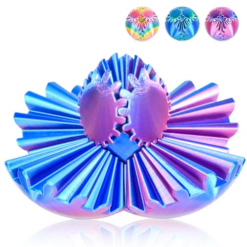 Gear Ball 3D gedrucktes Fidget Spielzeug Drehbare Zahnradkugel Stressabbau Schreibtischspielzeug Erwachsene und Kinder Geschenk für Weihnachten Wichteln (Glänzendes Lila, Durchmesser: 8,5 cm)