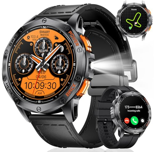 GPS Montre Connectée Homme avec 530mAh Batterie(Noir), 1,43 AMOLED Montre Intelligente Smartwatch avec Appel Moniteur de Sommeil de Fréquence Cardiaque 180 Modes Sportifs pour Android iOS,50M Étanche