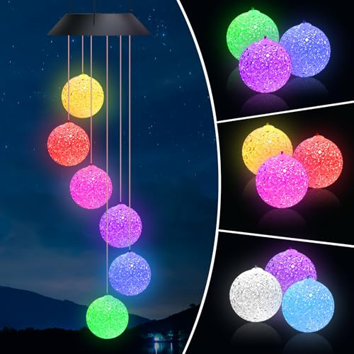 Yoeege LED Solar Wind Chimes Light Wind Chimes for Garden, Outdoor Hanging Solar Lights Outdoor Garden, A