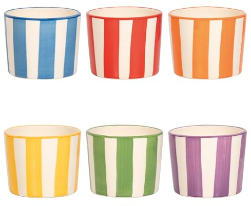 Zafferano Lido - Set di 2 bicchieri Tumbler in ceramica a righe artigianali di Civita Castellana, design versatile per bevande, colori assortiti eleganti