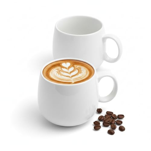 Wilmax - Teetassen & Kaffeetassen Set 2er - 400ml - Kaffeebecher Porzellan - Tassen Set für Tee, Kaffee & Cappuccino - Spülmaschinenfest - Weiß