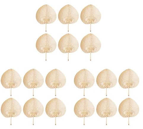 Iyalezirk Lot de 18 éventails en paille faits à la main tissée une main feuille de palmier tissée une main été refroidissement éventail à main Décoration de ferme