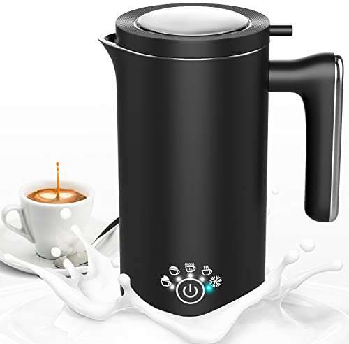 VIYSPNV 5 in 1 Milchaufschäumer Elektrisch 500 ML Edelstahl Milchschäumer Milk Frother mit 600W Stumm Antihaftbeschichtung für Milchschaum Heiss Kalt Heiße Schokolade Kaffee Cappuccino usw