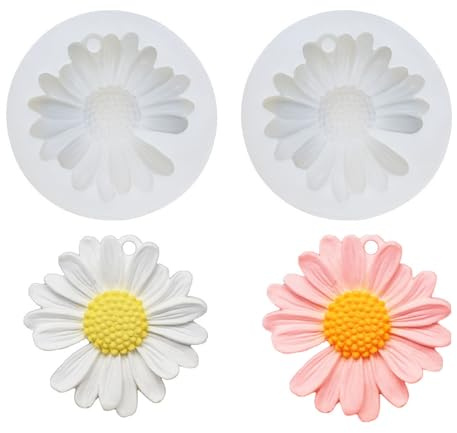 2PCS 3D Daisy Candle Mould, Flower Silicone Mold Wax Aromatherapy Soap Making Moulds Chocolate Baking Molds for DIY Crafts Home Wedding Party Decoration