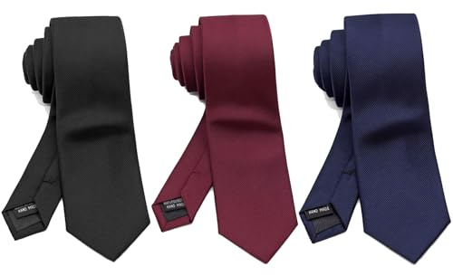 JSTHHTT 3 Piezas Corbatas Modernas de Hombre - Negra, Roja y Azul Marino de Color Sólido, Estilo Clásico y Estrecha de 6cm