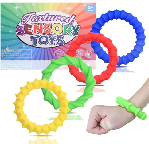 CHSEEO Fidget Toys Anti-Stress Jouet Sensoriel pour Enfant Adulte, 4 Bracelet Anti Stress Objet, Tdah Autisme Enfant Outils, Kidy Learn Concentration, Cadeau Anniversaire Invites