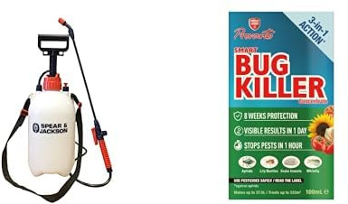 Spear & Jackson 5 Litre Pump Action Pressure Sprayer + PROVANTO -Smart Bug Killer Concentrate-Longer Lasting, Visible Results in 24h - Plant Protection, Concentrate Insecticide - 100ML