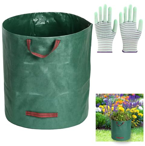 Gartenabfallsack, Großer 128L Gartensack Mit Handschuhen, Stabile Gartenabfallsäcke Für Laub, Grünschnitt Und Gartenabfall, Ideal Für Gartenarbeit Und Outdoor-Aktivitäten
