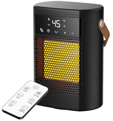 1500W Ceramic Space Heater with Remote Control & Touch Screen, Portable Desktop Heater with Overheat Protection, 3 Heat Settings, Silent 70° Wide Angle Heating for Home Office Bedroom