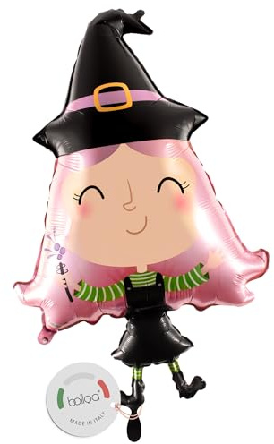 balloa Folienballon XXL Hexe, Helium Ballon Halloween Deko, Luftballon Witch Motiv für Party, Kindergeburtstag, Grusel Deko, Geschenk zur Halloweenparty, Partydeko Hexenballon, 79cm