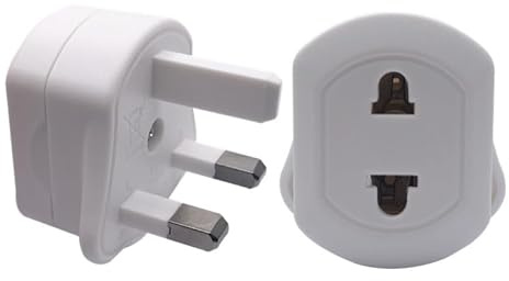 Strhowill 2 Pack UK 3-Pin to US 2-Prong Plug Adapter,White | BS1363 UK to NEMA 1-15 US plug adapter, 13A 250V,pure copper & ABS ,portable travel converter for travel electronic devices