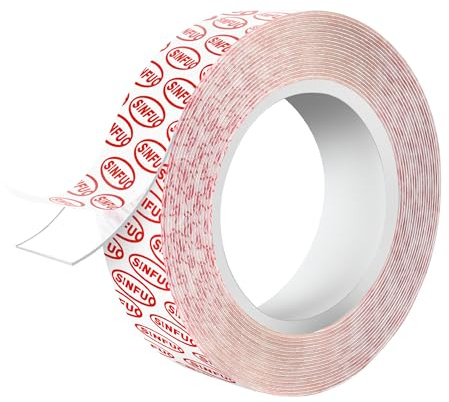 Sinfuo Cinta adhesiva de doble cara resistente, nano cinta adhesiva de doble cara (22 pies), cinta de montaje transparente extraíble para colgar cuadros