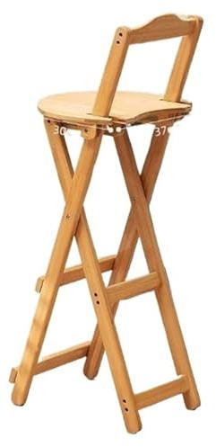 Zymjzbetic Sgabello da bar pieghevole in legno massello for uso domestico, sedia spessa, pranzo, schienale for cassiere per bar, caffè e ristoranti(Light color L)