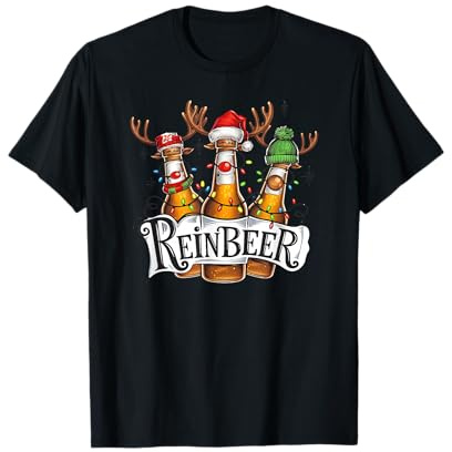 Reinbeer Bierflaschen mit Hirschhut Weihnachten Trinken T-Shirt