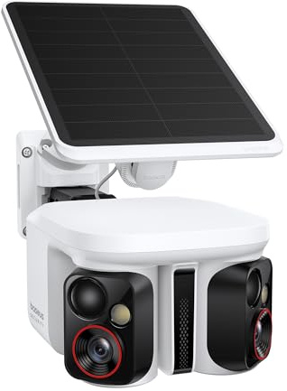 Baseus Security X1 Pro Telecamera di sorveglianza esterna – prima telecamera di monitoraggio intelligente, monitoraggio a 300°, visione notturna, batteria solare con rilevamento AI, pattuglia