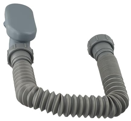 Lawnoval Tuyau de vidange de baignoire et douche en ABS avec siphon plat en P, kit de vidage autoportant à profil bas, siphon en caoutchouc flexible pour baignoire ou camping-car, gris