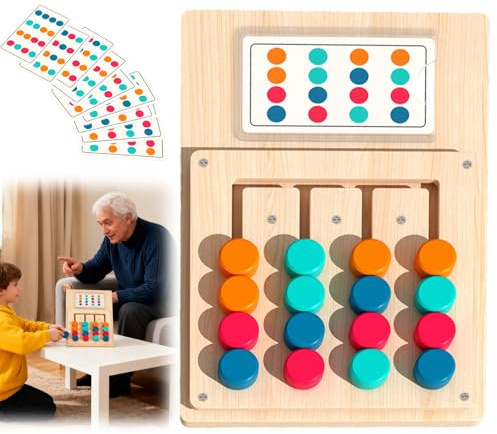 BAIFULAI Giochi per persone con demenza, giochi di memoria a colori con 12 carte, semplice Alzheimer in legno per anziani, occupazione degli anziani, attività di demenza per adulti