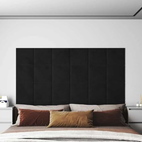 Wandpaneele Wandverblender,Wandpaneele 12 Stk. Schwarz 30x30 cm Samt 1,08 m²,Wandpaneel für Küche,Badezimmer,Balkon,Schlafzimmer,Wohnzimmer