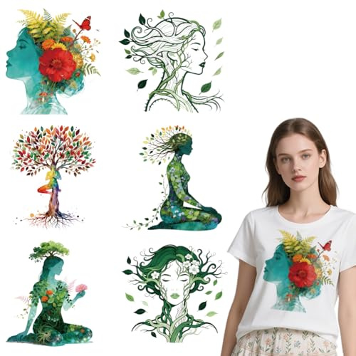 arricraft 6 hojas de pegatinas para planchar con diseño de árbol de la vida, pegatinas de transferencia para decoración de ropa DIY