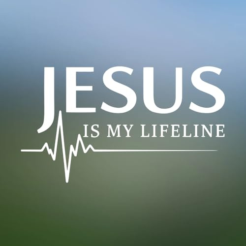 Jesus is My Lifeline Vinyl Decal, White Christian Faith Religious Sticker, 7 Inch Waterproof Bible Verse Design for Wall, Window, Laptop, Car, Home and Vehicle Decor