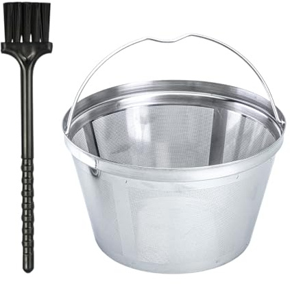 Stainless Steel Coffee Filter, Washable Household Coffee Mesh Basket Cup, Portafilter Basket, with Brush, Reusable, Portable