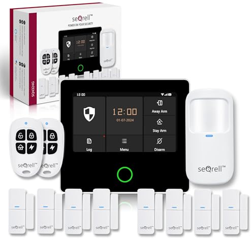 seQrell® Funk Alarmanlage Haus WLAN und GSM 4G mit Touchscreen und 1500-mAh-Akku., Drahtloses Alarmsystem, Kompatibel mit Alexa sowie der Tuya Smart Life App, SQ4324G