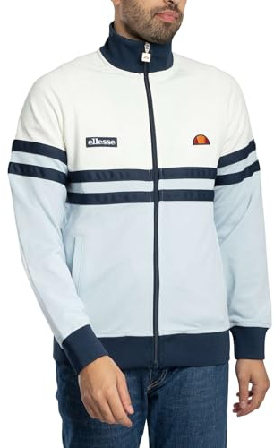 Ellesse Men's Rimini Track Jacket, Off White/Light Blue