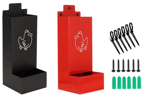 Oxxggkao Comedero para aves de corral con diseño automático y montado en la pared, de hierro, para pollitos y pájaros pequeños, dispensador de alimentación de aves de corral