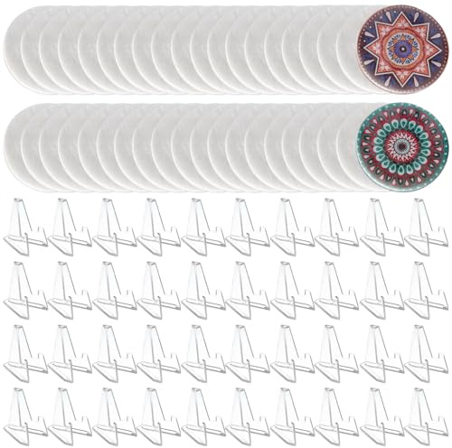 40 Stück Steine zum Bemalen flache Steine Bemalen 5X5cm weiß | Steine zum Bemalen und 40 Klammern Dekosteine, für Bemalen