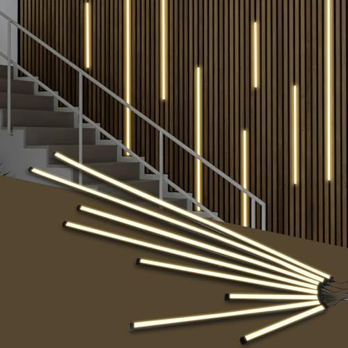 EUNEWR Acoustic Wall Panel Lights, LED Lights for Acoustic Wall Panels, LED Recessed Lighting Kit for Wood Slat, Kitchen and Stair, Warm White 3000K, Touch Switch, Dimmable, Cuttable, Black (Black)
