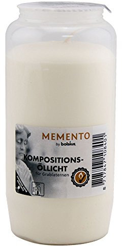 Bolsius Kompositionsöllicht Nr. 7, 24er Pack Memento - Grabkerzen, Grablicht - Brenndauer ca. 85 Stunden (Memento - weiß) ohne Duft