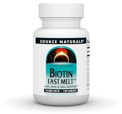 Source Naturals Biotin Fast Melt, Hair Skin and Nail Support*, 10,000 mcg per Serving- 120 Tablets