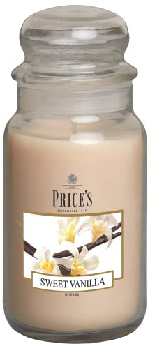 Price's Candles, Duftkerze Vanille im Glas mit Glasdeckel